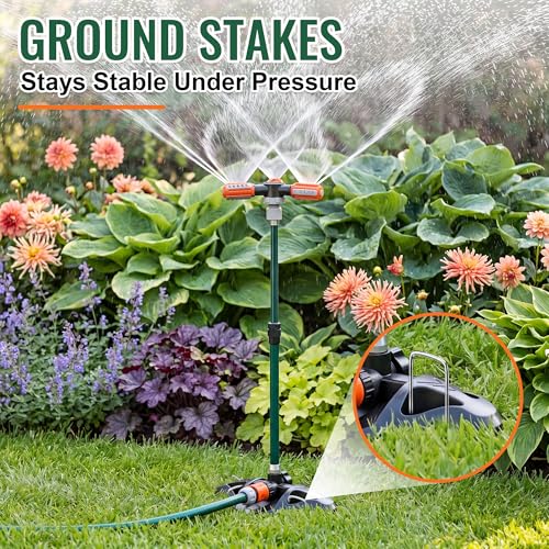 Metal Lawn Sprinkler for Yard with Adjustable Extension Risers