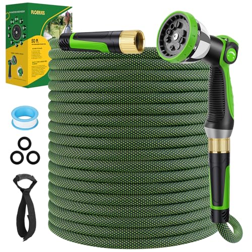 Non-Expandable Garden Hose 50 ft, Lightweight Flexible Anti-Kink - color: Green, size: 50ft