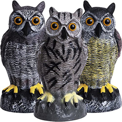 Owl Decoys to Scare Birds Away Plastic Owls Statue for Garden & Outdoors, 3 - style: Asian
