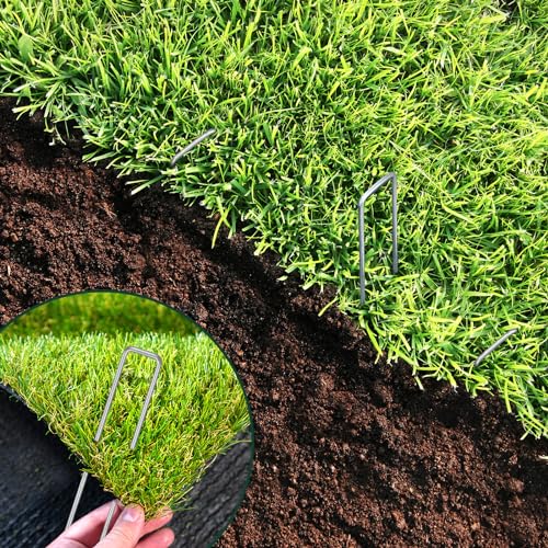 CEWOR 500 Pack 6 Inch Landscape Staples 11 Gauge Garden Stakes - size: 6 Inch-500 Pack