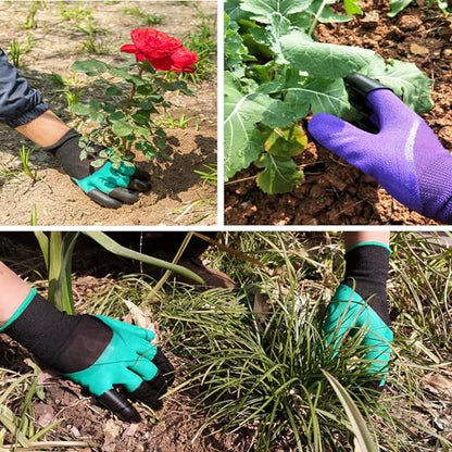 DCCPAA Garden Gloves with Claws,Claw Gardening Gloves for Digging,Planting, Weeding, Seeding-Waterproof for Men and Women - color: Purple-w + Green-w