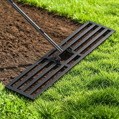 Lawn Leveling Rake 40x10 inch, Heavy Duty Reinforced Lawn Leveler Tool, Garden Landscape Rake with 77" Adjustable Handle, Yard Ground Leveler for Backyard, Garden, Golf Course, Farm, Pasture