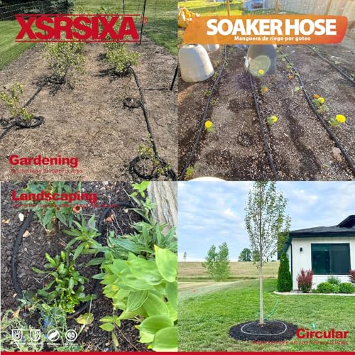 10FT 1/2" Heavy-Duty Soaker Hose with Solid Brass Connectors, Ultra-Flexible Even Water Flow - size: 10 FT