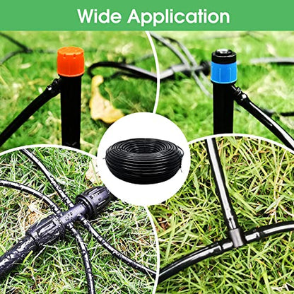 Maotong 100FT 1/4 inch Drip Irrigation Tubing Distribution Hose Tube for Garden Irrigation System - size: 100 FT 1/4"