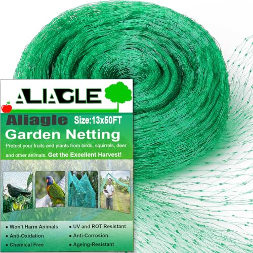 Garden Netting, 13 x 50 FT Bird Netting for Garden Plant Protection, Reusable Fine Mesh for Fruit Trees, Vegetable Plants, Blueberry Bushes, Raised Beds, Chicken Coop (13x50ft) - size: 13X50FT
