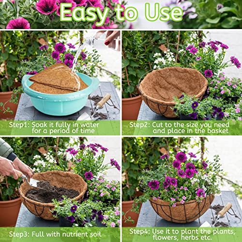 Riare 6 Pack 14 Inch Coco Liners for Planters, Round Hanging Baskets Liners - size: 14inch