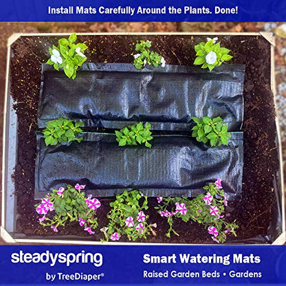SteadySpring® Smart Watering Garden Mat for Raised Garden Beds 30-Day Irrigation Auto Refills with Rain for Gardens, Tomato Plants, Flowers (2-Pack)