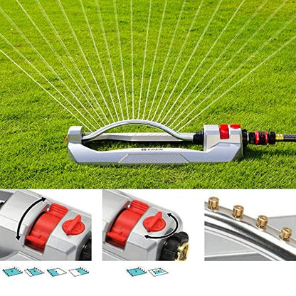 Eden 96215 Metal 2-Way Oscillating Sprinkler for Lawn and Garden w/Quick Connect Starter Set - style: With Flow Control
