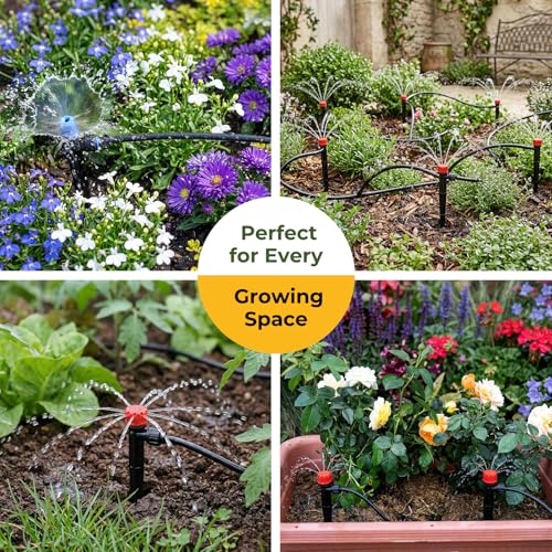 230FT Drip Irrigation System Kit, Quick Connect Garden Watering System, Complete Automatic Drip Irrigation Kit with 1/2" & 1/4" Tubing, Adjustable Emitters for Garden, Raised Beds & Greenhouse - size: 230FT
