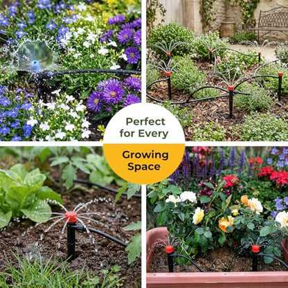 230FT Drip Irrigation System Kit, Quick Connect Garden Watering System, Complete Automatic Drip Irrigation Kit with 1/2" & 1/4" Tubing, Adjustable Emitters for Garden, Raised Beds & Greenhouse - size: 230FT