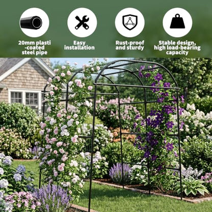 Garvee Metal Garden Arch Trellis, 7.2Ft Black for Raised Beds - size: 7.2x6x5.5FT