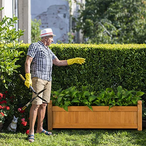 S AFSTAR Wooden Raised Garden Bed, Outdoor Rectangular Plant Box W/Drainage Holes, Wood Raised Planter for Vegetable Fruit Flower, Rise Planter Container for Yard Patio Garden 43.5" L x 16" W x 14" H - size: 43.5" x 16" x 14"