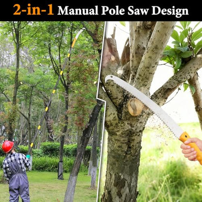 Pole Saws for Tree Trimming, 7.3FT Long Extension tree trimmer pole saw, Lightweight Manual Pruning Saw with Mn Steel Blade, Tree Branch Trimmer for Yard, Garden, Patio - size: 7.3FT