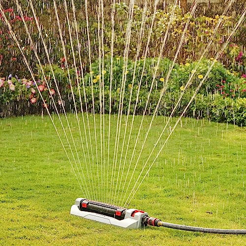 Eden 94095 Heavy Duty Turbo Oscillating Sprinkler, Covers Up to 4,000 sq. ft., 18 Precision Nozzles, Weighted Aluminum Base, Adjustable Range, Flow Control, Width Adjustment Tabs, Quick Connect Bundle - style: With Width Adjustment