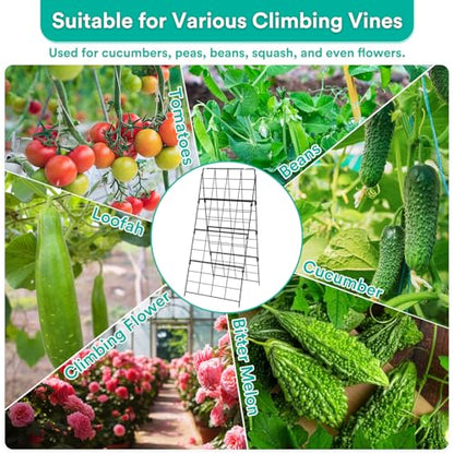 2Packs 17 x 42 Inch Garden Trellis for Raised Beds Foldable Climbing Plant Support Cucumber Trellis Outdoor A-Frame Metal Vegetable Bean Trellis with Garden Supplies for Grape Tomato Peas Flower - size: 2packs 17 x 42 Inch