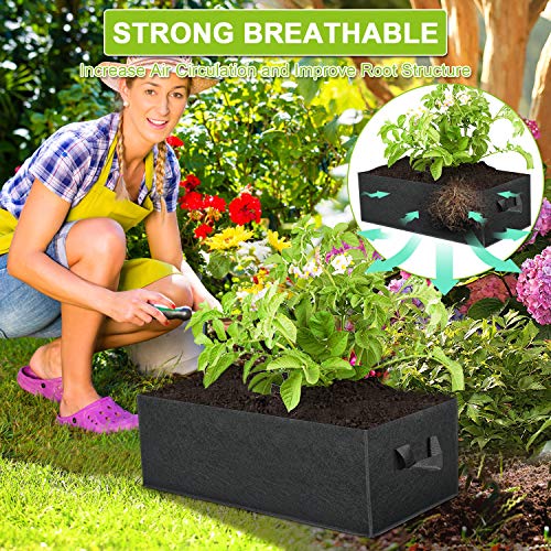 ANGELIOX 3 Pack 8 Gallon Grow Bags, 300G Thickened Nonwoven Fabric Garden Bed,30L Square Flower Planter Pots Containers with Handles for Potato Onion Carrot Taro Radish, Fruit,Flowers(50x30x20cm) - size: 50*30*20