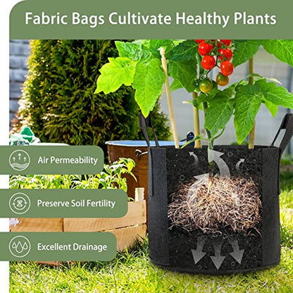 GreatBuddy Grow Bags 7 Gallon 6-Pack, Heavy Duty Fabric Grow Bags with Handles for Vegetables, Herbs, and Tomatoes, Fabric Pots & Planting Bags for Outdoor Home Gardening - size: 7 Gal