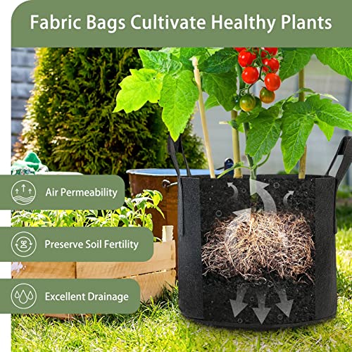 GreatBuddy Grow Bags 5 Gallon 6-Pack, Heavy Duty Fabric Grow Bags with Handles for Vegetables, Herbs, and Tomatoes, Fabric Pots & Planting Bags for Outdoor Home Gardening - size: 5 Gal
