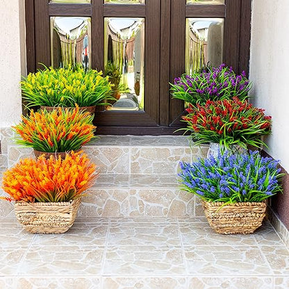 AXYLEX Artificial Lavender Outdoor, 20 Bundles Fake Plants (Purple) - color: Purple