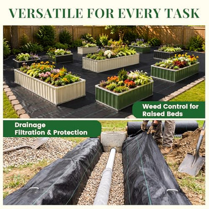KING BIRD 4FTx300FT Weed Barrier Landscape Fabric, 3.2oz Heavy Duty - size: 4ft x 300ft