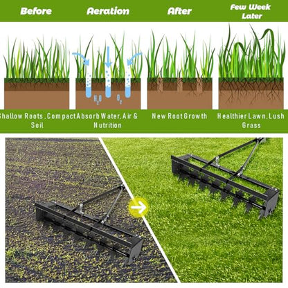 33" Plug Aerator Tow Behind, 133LBS Tow Behind Spike Lawn Aerator