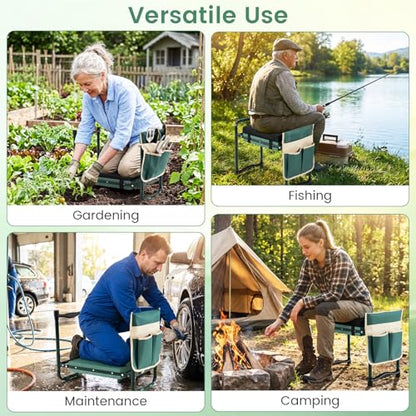 GIANTEX Garden Kneeler & Seat, Heavy-Duty Garden Bench, Green with 1 Bags - color: Green, size: 21" x 12" x 17"
