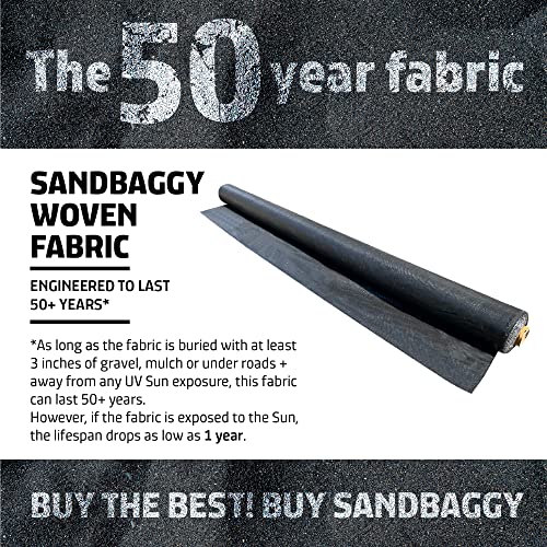 Sandbaggy 17 ft x 100 ft Landscape Fabric, Extra Wide Heavy Duty Weed Barrier Fabric, 100% Virgin Polypropylene Ground Cover for Organic Gardens, Farm Rows, Pathways, Mulch and Gravel - size: 3 oz - 17.5 ft x 100 ft Roll