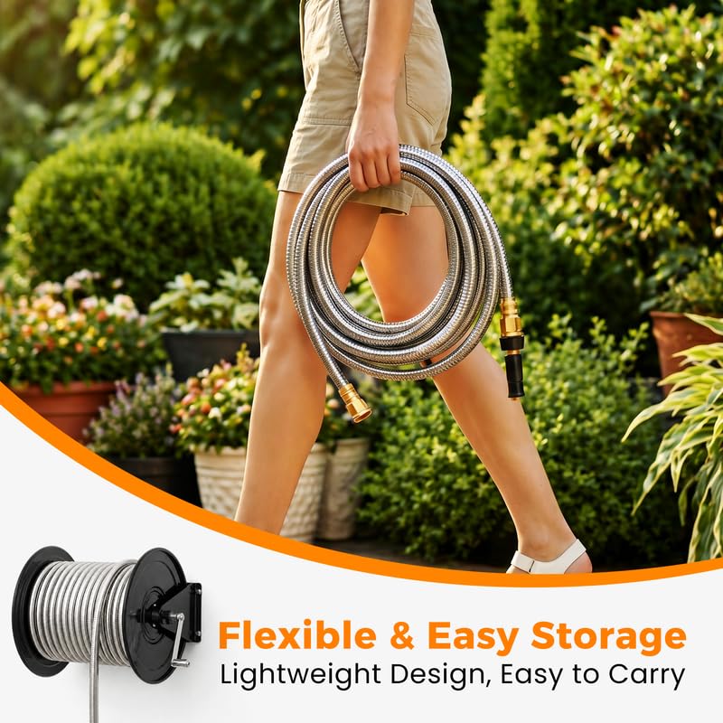 Rosy Earth 150 FT Garden Hose Expandable, 304 Stainless Steel Water Hose - size: 150FT