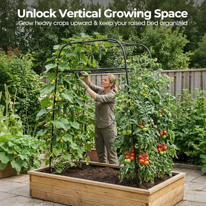 Garden Arch Trellis for Climbing Plants, 83" High Metal Cucumber Trellis & Tomato Cage, Rustproof Steel Tunnel Support for Squash, Pumpkin, Vegetables with Screw Fixation (32.3" L x 39.4" W) - style: 83" High x 32" Long (2-Arch)