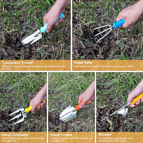Weed Puller Tool, 5 Piece Stainless Steel Heavy Duty Weeding Tool, Weed Puller, Crack Weeder Tool, Weed Remover Tool with Ergonomic Plastic Handle, Gardening Gifts for Women - style: 5 Pieces