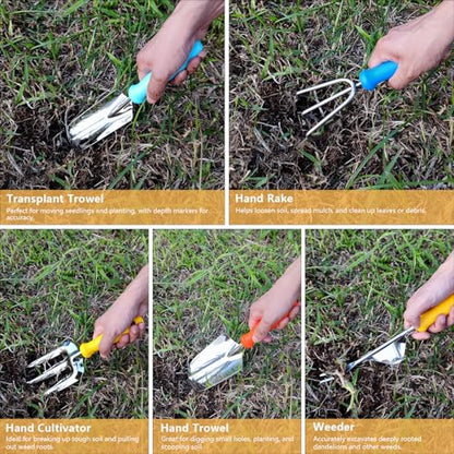 Weed Puller Tool, 5 Piece Stainless Steel Heavy Duty Weeding Tool, Weed Puller, Crack Weeder Tool, Weed Remover Tool with Ergonomic Plastic Handle, Gardening Gifts for Women - style: 5 Pieces