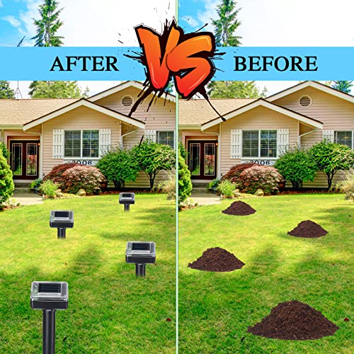 12 Pcs Mole Repellent Solar Powered Ultrasonic Gopher, Large - size: Large