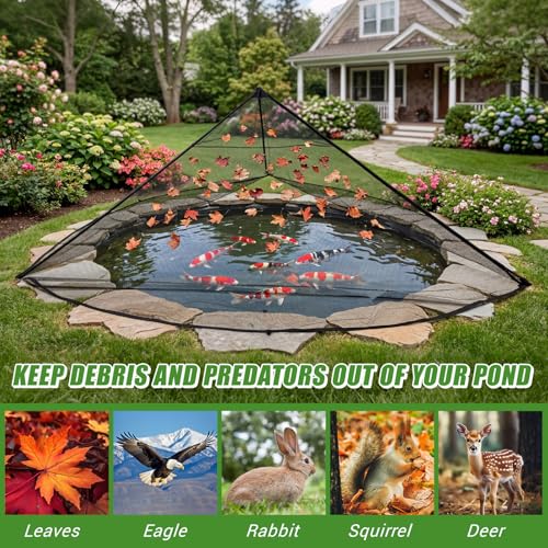 11 x 16 ft Pond Cover Dome Net with Frame for Outdoor Koi Pond - size: 11x16x6ft