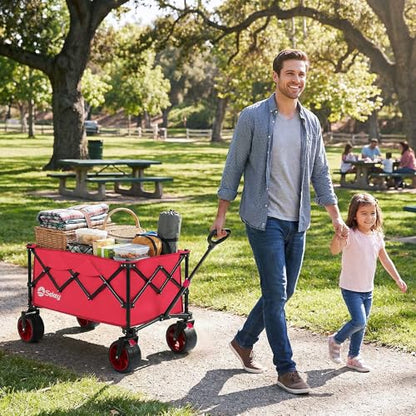 Sekey 250L Beach Wagon, 400 lb Capacity, Foldable, All-Terrain Wheels - color: Pink