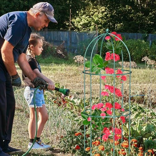 SUNYRISY 3 Pack Metal Plant Support Cage for Tomato Peony Cucumber - size: 31.5 x 15.7 in