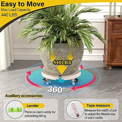 Goovilla Plant Stand with Wheels 440LBS Load,1Pack, Adjustable 15-22",Beige - color: Beige