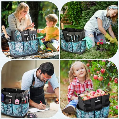 WORKPRO Garden Tool Bag, 9 Pockets Gardening Bag - color: Floral Blue