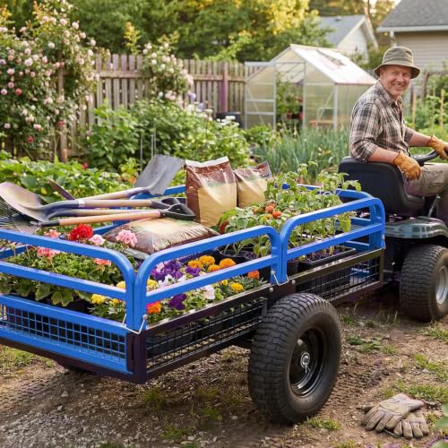 1500 Lb Heavy Duty ATV/UTV Dump Trailer, 1500 Lbs ATV UTV Trailer,Garden Dump Wagon,Pull-Behind Lawn Mower Cart & Garden Dump Wagon, Towable Utility Trailer for ATV, UTV, Lawn Tractor & Mower - size: Blue 1500LBS