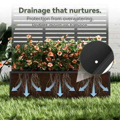 COFaR 71"Tall Metal Planter Box with Trellis,Outdoor Privacy Planter Screen - color: Slatted_black