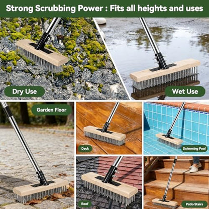 4-in-1 Weeding Tool with Hoe, Grabber, Pruning Shears & Scrub Brush,Garden Hoe & Weed Puller Tool with Long Handle,Dandelion Heavy Duty Uprooting Tool for Lawn Yard Garden - color: black