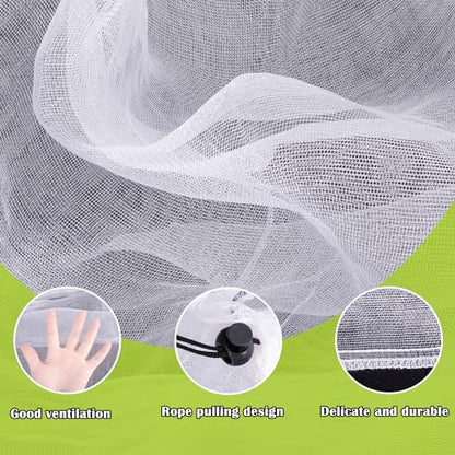 4 Pcs Insect Bird Barrier Tree Net with Drawstring, 4.9 x 3.2 Ft Garden Bird Netting Plant Cover, Fruit Tree Netting for Protect Plants Fruits Flowers from Insect Bird Eating - color: 4 Pcs, size: 4.9x3.2 ft