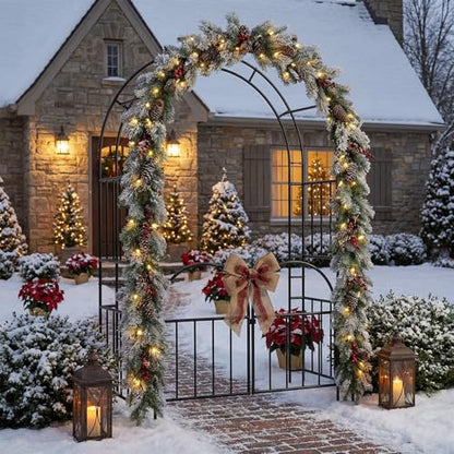 7ft Garden Arbor with Gate, Garden Arch Trellis for Climbing Plants