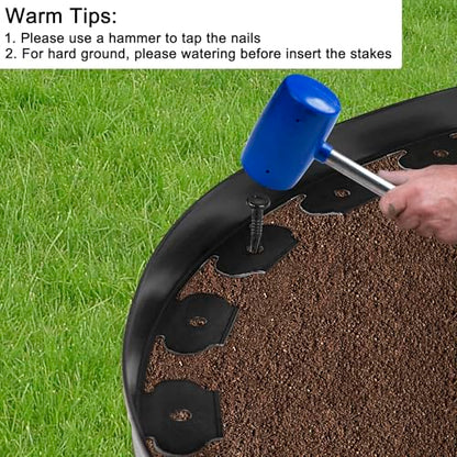 JERIA 2 Inch Tall 100 FT Garden Edging Kit with 120pcs Spikes, Plastic Edging for Landscaping - size: 2IN x 100FT