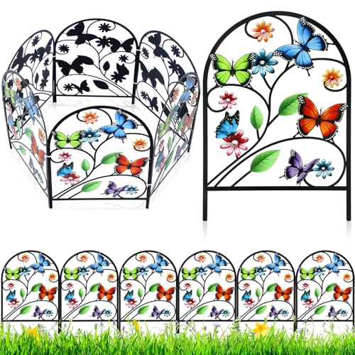 Yaocom 6 Pack Butterfly Garden Fence 16.5" H x 11.8" W Metal Border - style: Butterfly