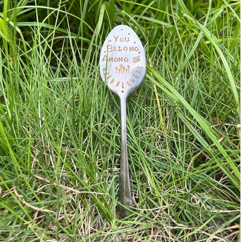 Garden Plant Marker Friendship Gift for Women Gardeners, Plant Stake Label Sign Tag Gardening Gifts for Woman Plant Lovers, Metal Garden Decoration (Among Flowers) - style: Among Flowers