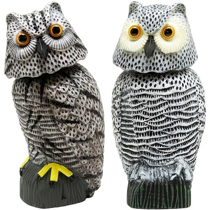Owl Decoy to Scare Birds Away Scarecrow Fake Owl with Rotating Head (2 Pk) - color: Set C