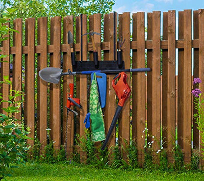 Poolmaster Outdoor Wall-Mounted Tool Organizer Rack, Heavy-Duty Garden Tool Holder and Swimming Pool Equipment Storage for Backyard, Fence, or Garage