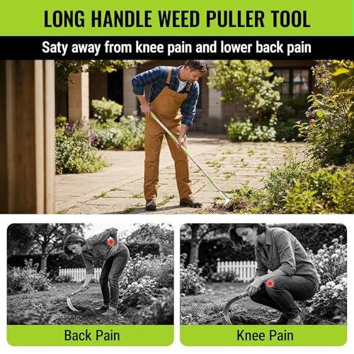 WORKPRO Crack Weeder, Stainless Steel Crevice Weeding Tool with Adjustable Long Handle (27"-54")