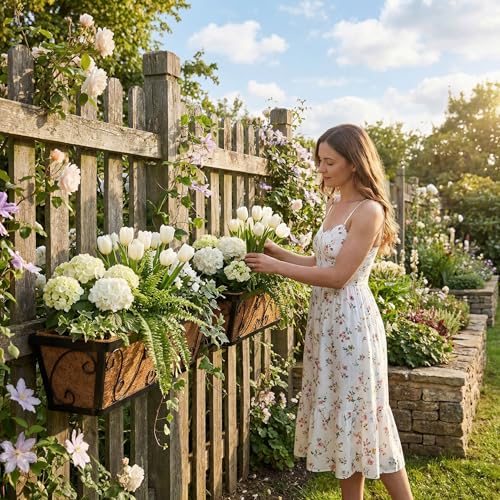 24 Inch Window Box Planter with Adjustable Brackets for Hanging Plants - size: 2 Pack, style: Scrollwork