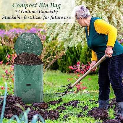 Berlune 4 Pack 72 Gallon Reusable Yard Waste Bag Garden Lawn Leaf Bag Heavy Duty Large Compost Bin with Lid and Handles for Outdoor Debris Trash Leaves Grass Clippings - size: 1 Count (Pack of 4)